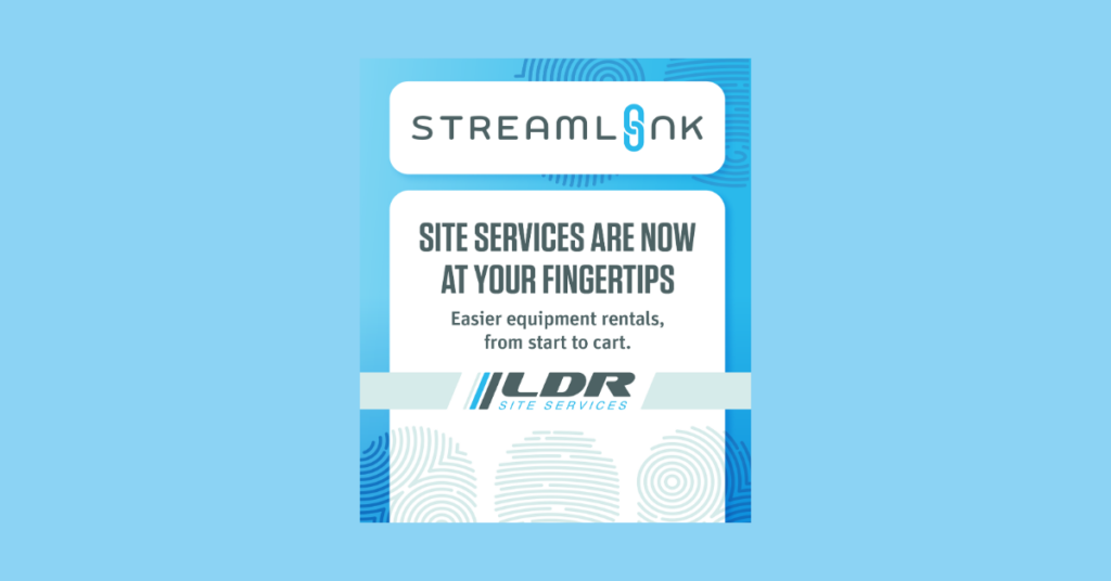 Streamlink blog header promoting LDR's online ordering portal with text reading 'Site services at your fingertips.'