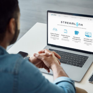 Business professional viewing LDR’s Streamlink online ordering portal on a laptop during a training webinar.