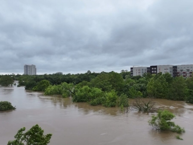 Urban flooding from Hurricane Beryl prompting LDR Site Services emergency dumpster deployment.