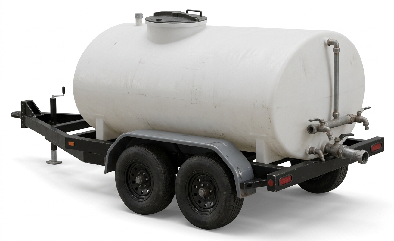 A jobsite water delivery truck