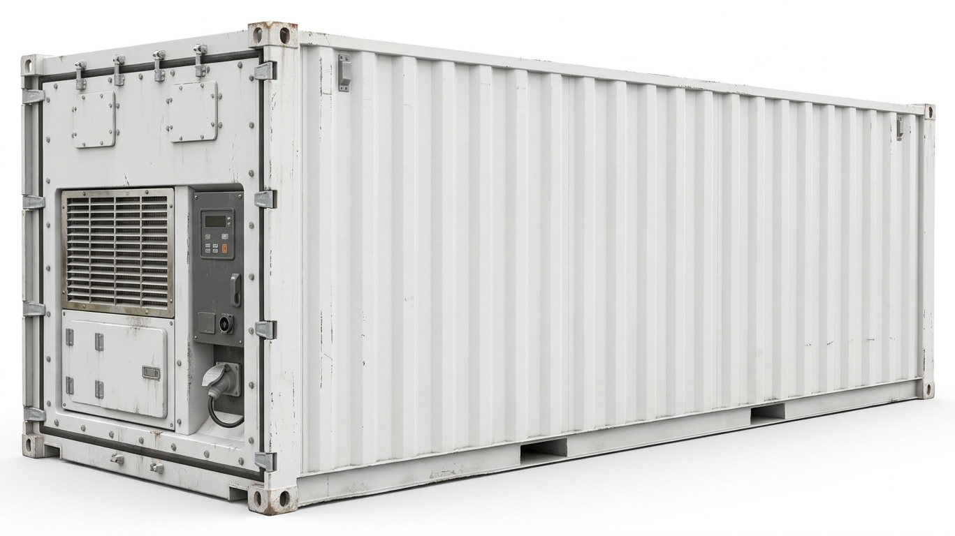 A refrigerated container with its cooling unit